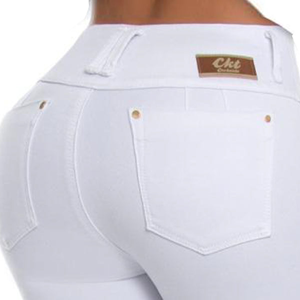 RIF. 10014 Bianco Jeans PushUp Modellante